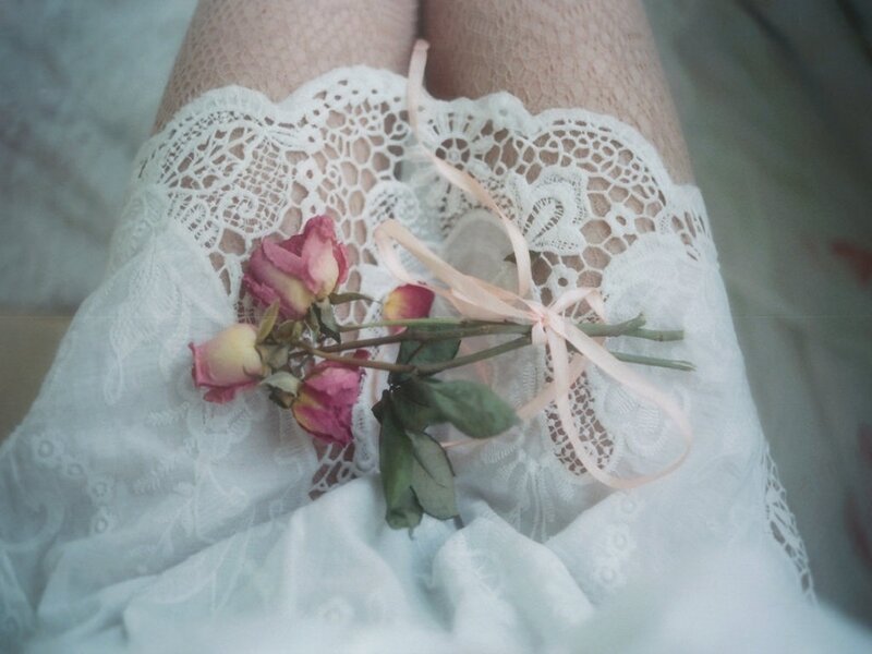Dried Roses on Lace