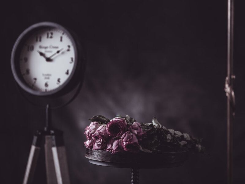 Dried Roses on Stand