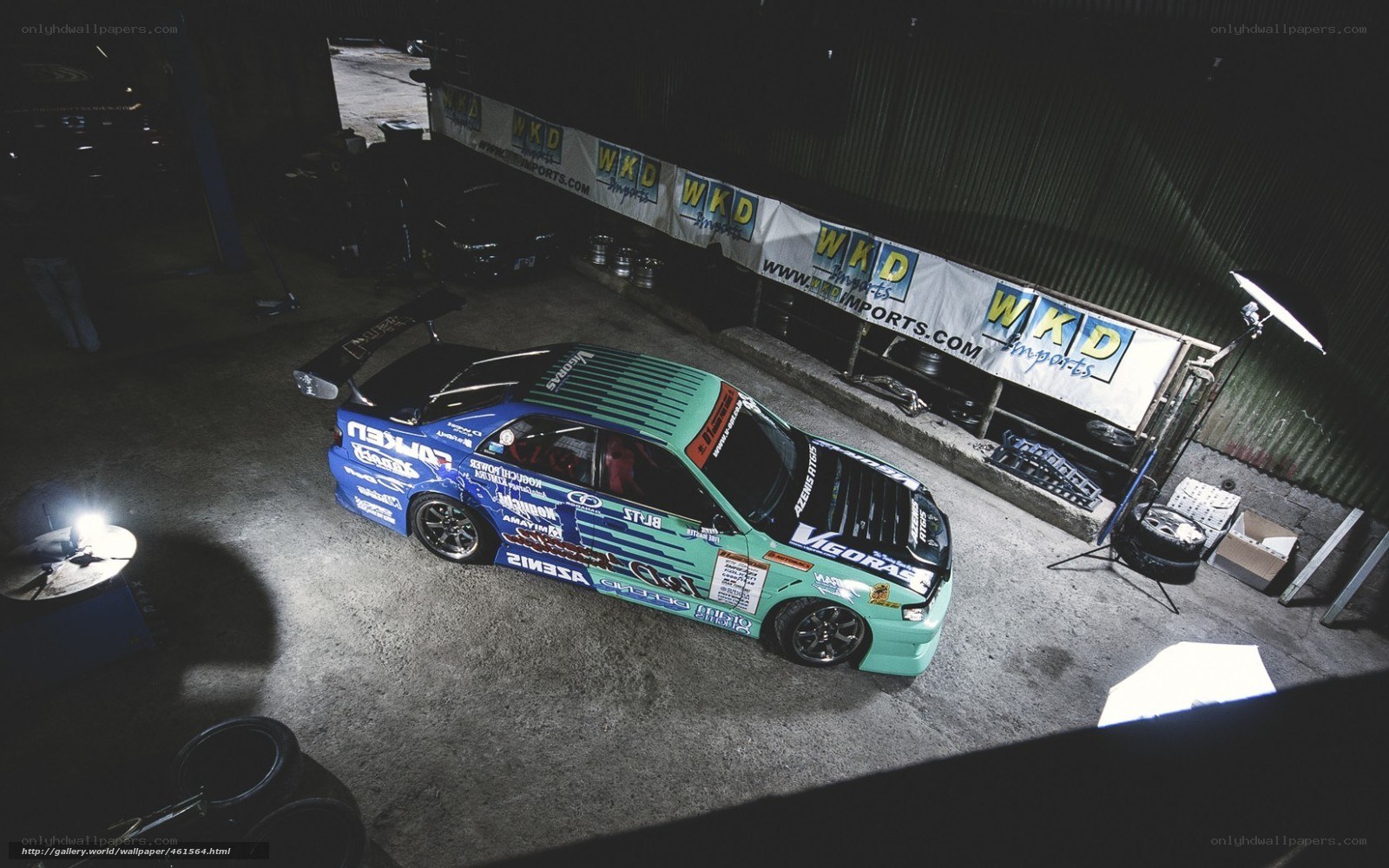 drift car in garage