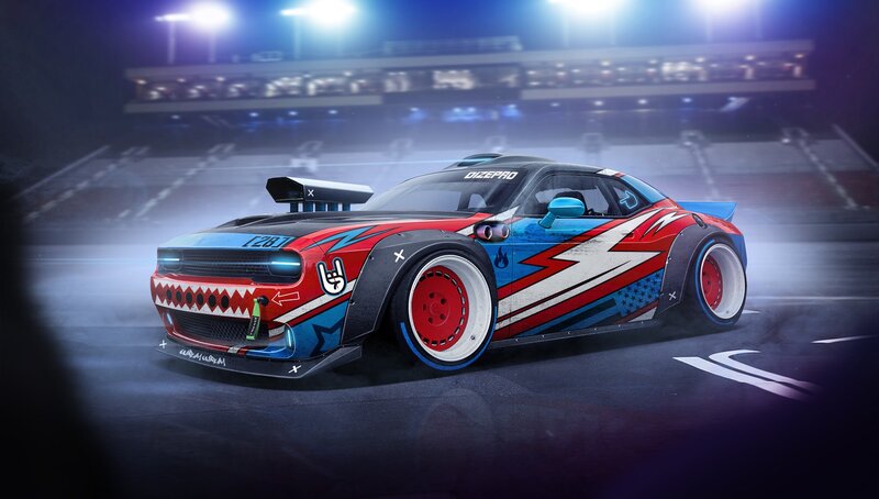 Drift Car on Racetrack