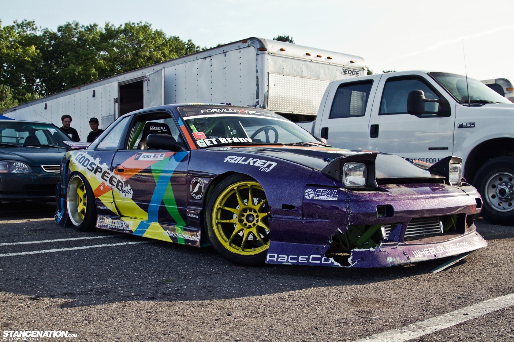 drift car with damaged front end