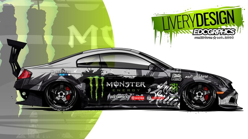 Drift Car with Decals — Black