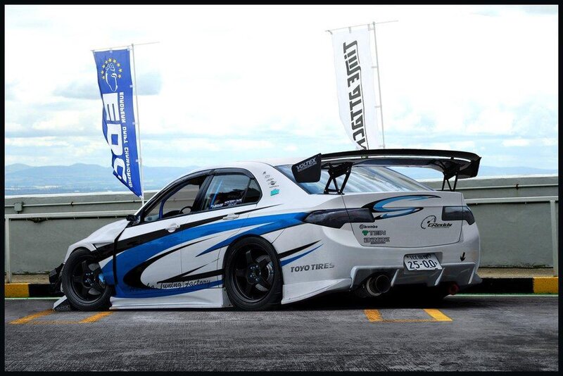 drift car with large rear wing