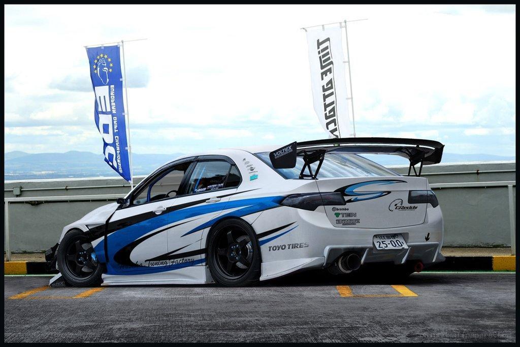 drift car with large rear wing