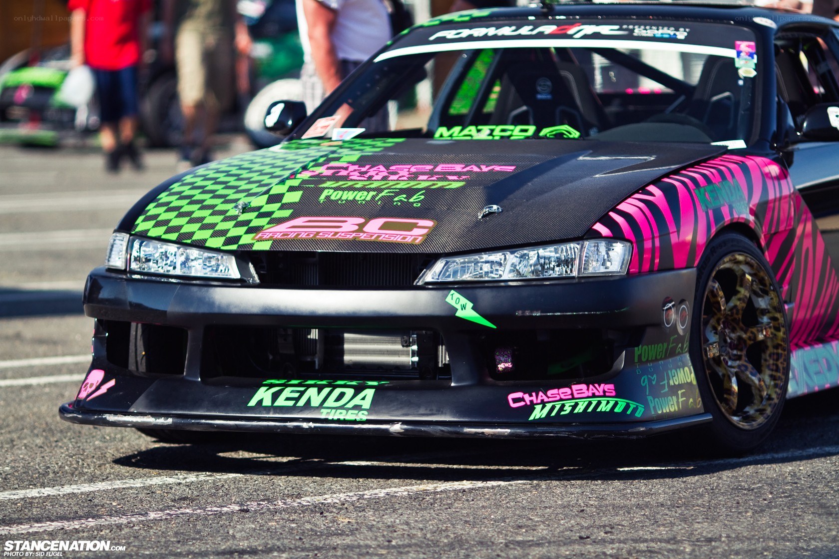drift car with neon decals