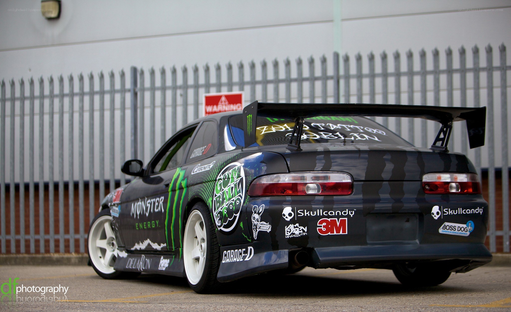 drift car with sponsor decals