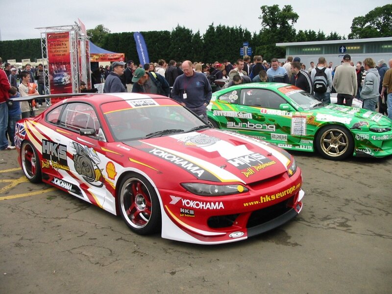 Drift cars at a motorsport event