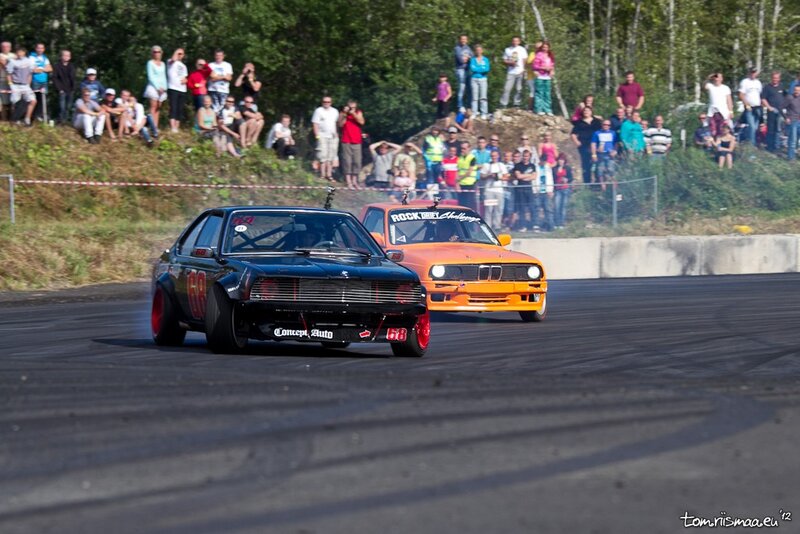 Drift cars racing on track