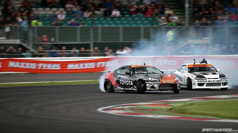 Drift cars racing on track