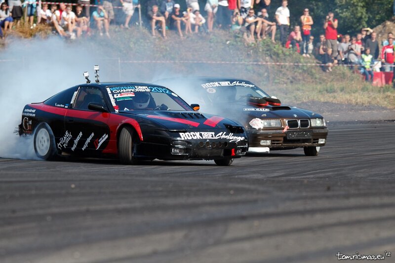Drift cars racing on track