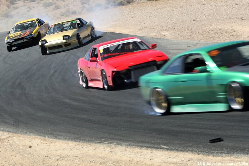 Drift cars racing on track