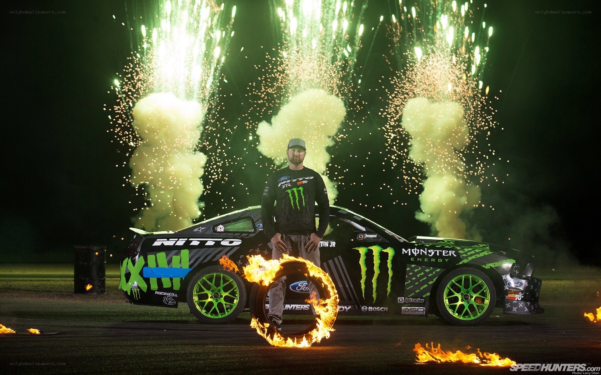 Drift driver with burning tire