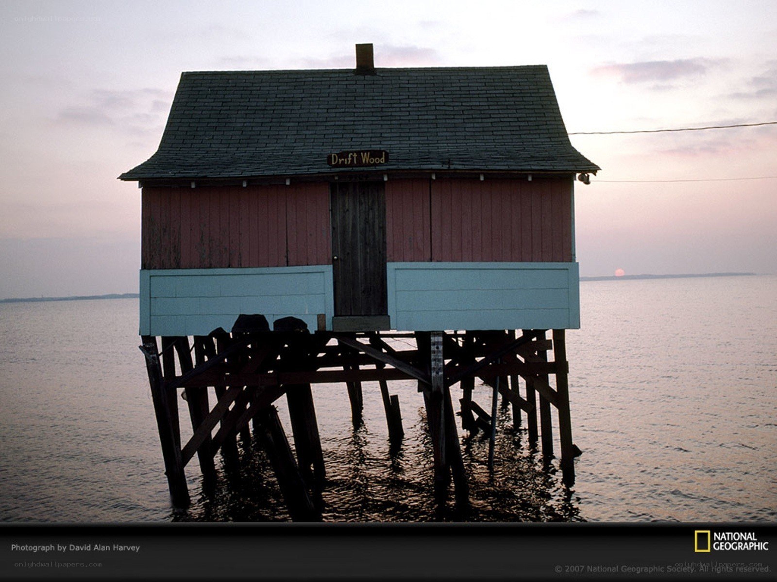 Drift Wood hut at sunset