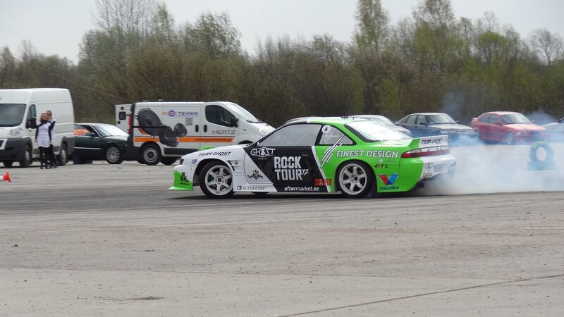 Drifting car at a motorsport event