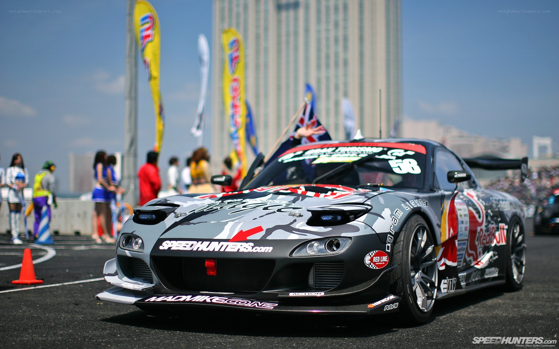 drifting car at a race event