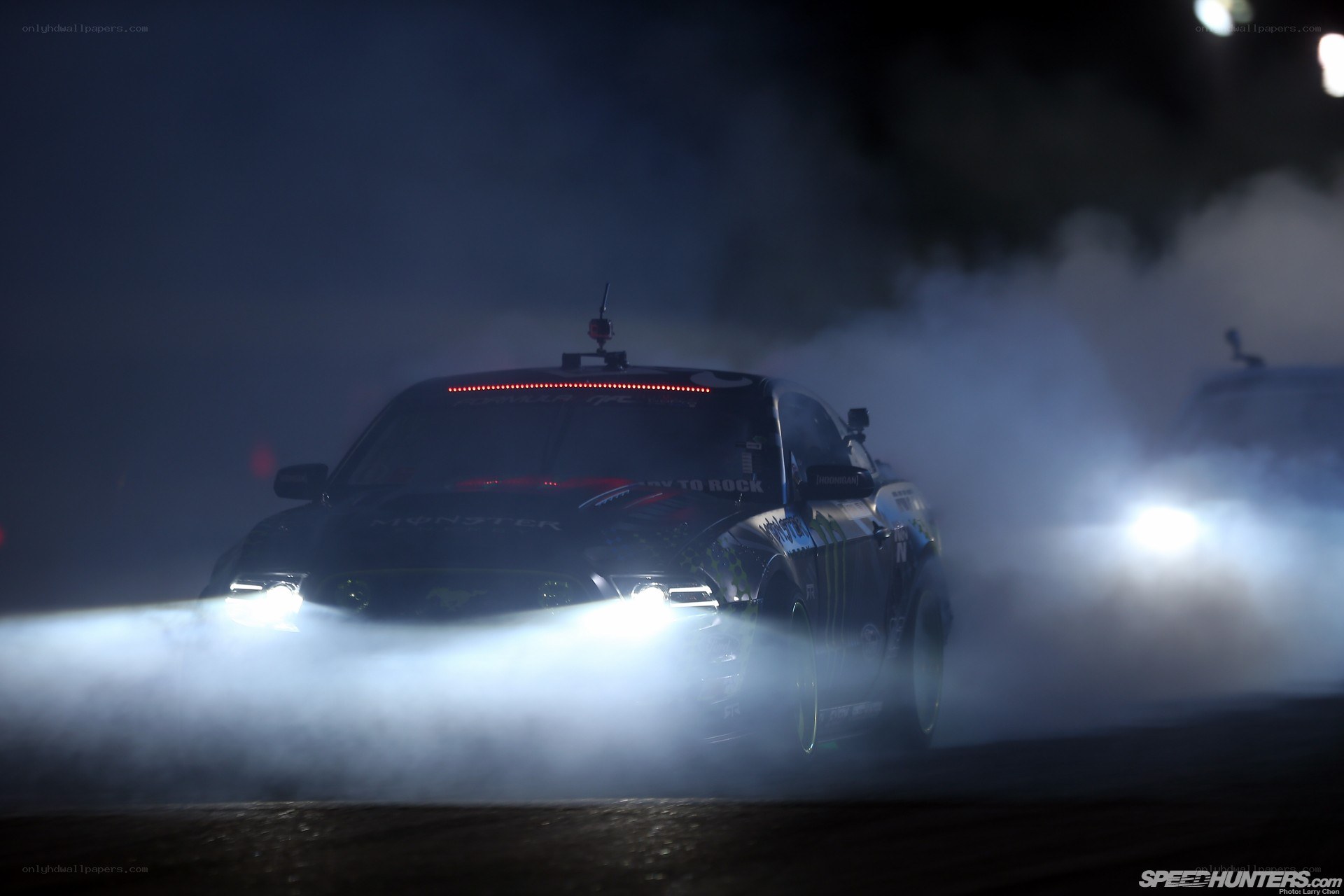 Drifting car at night