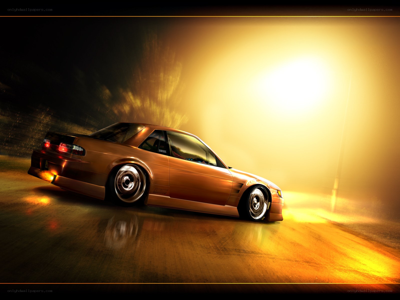 drifting car at night