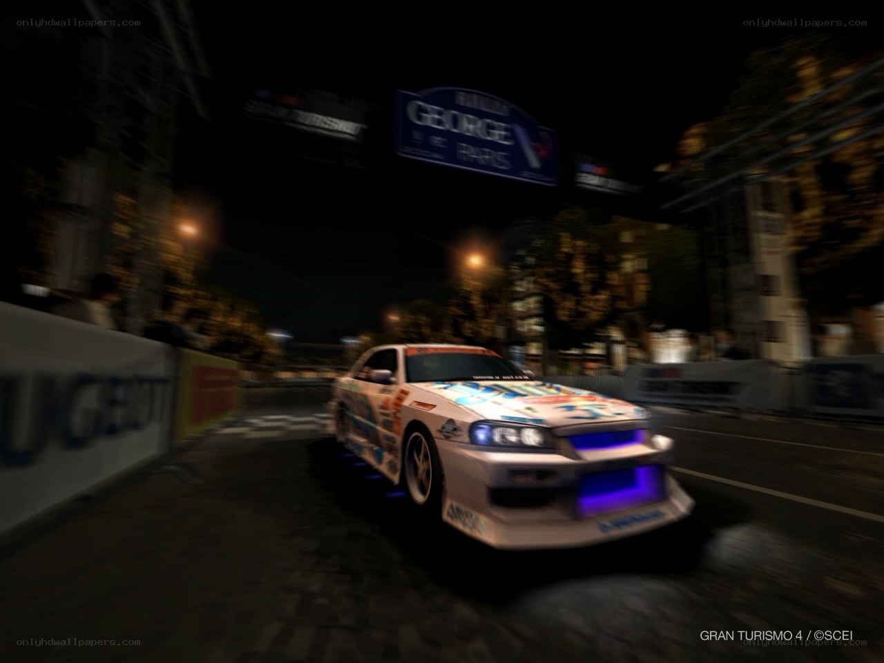 drifting car at night