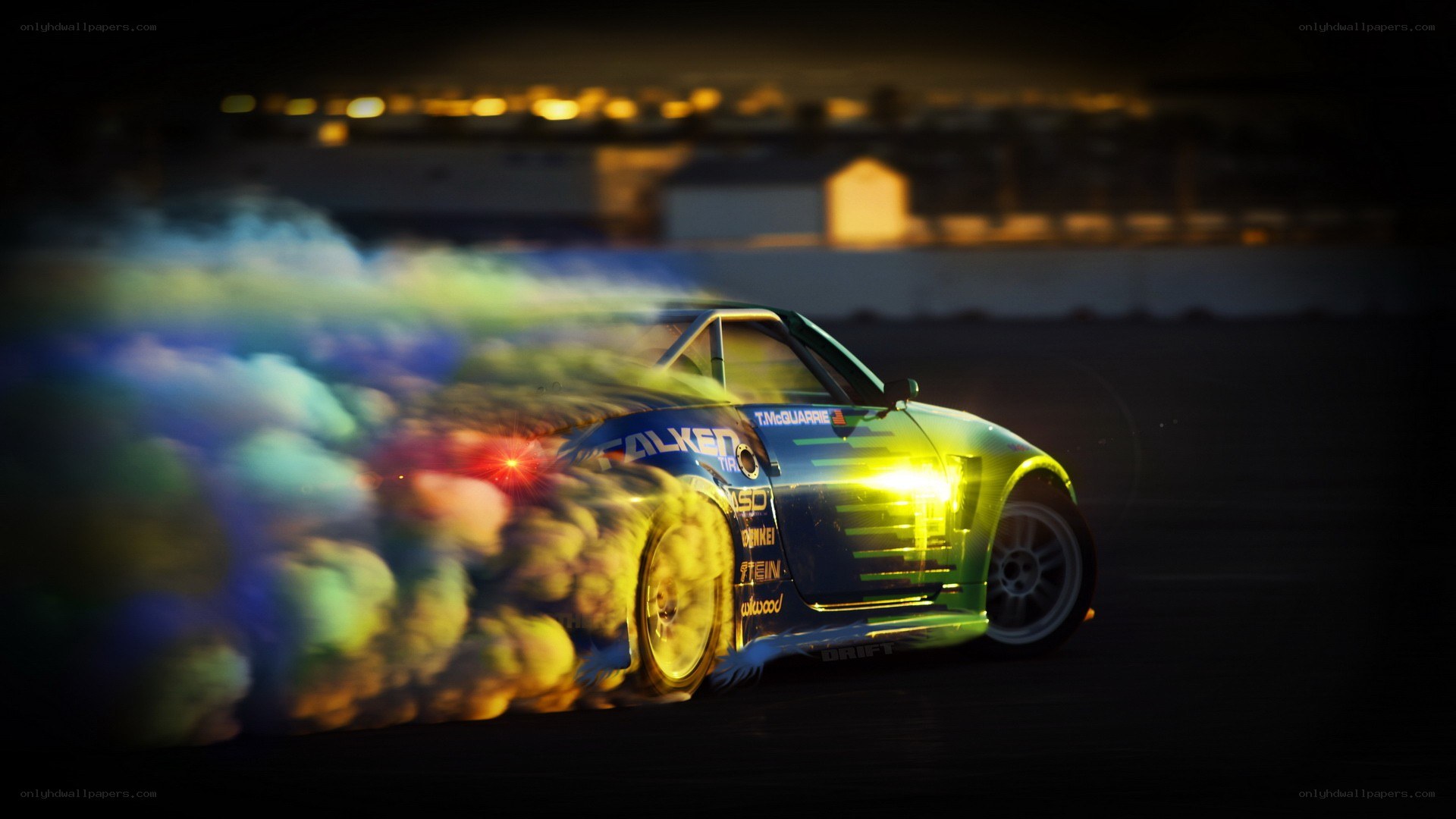 Drifting car at night