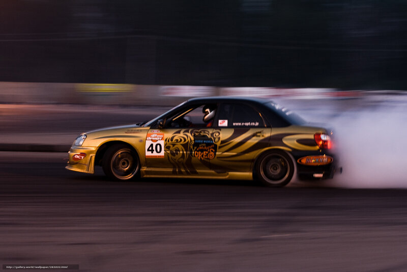 drifting car at night