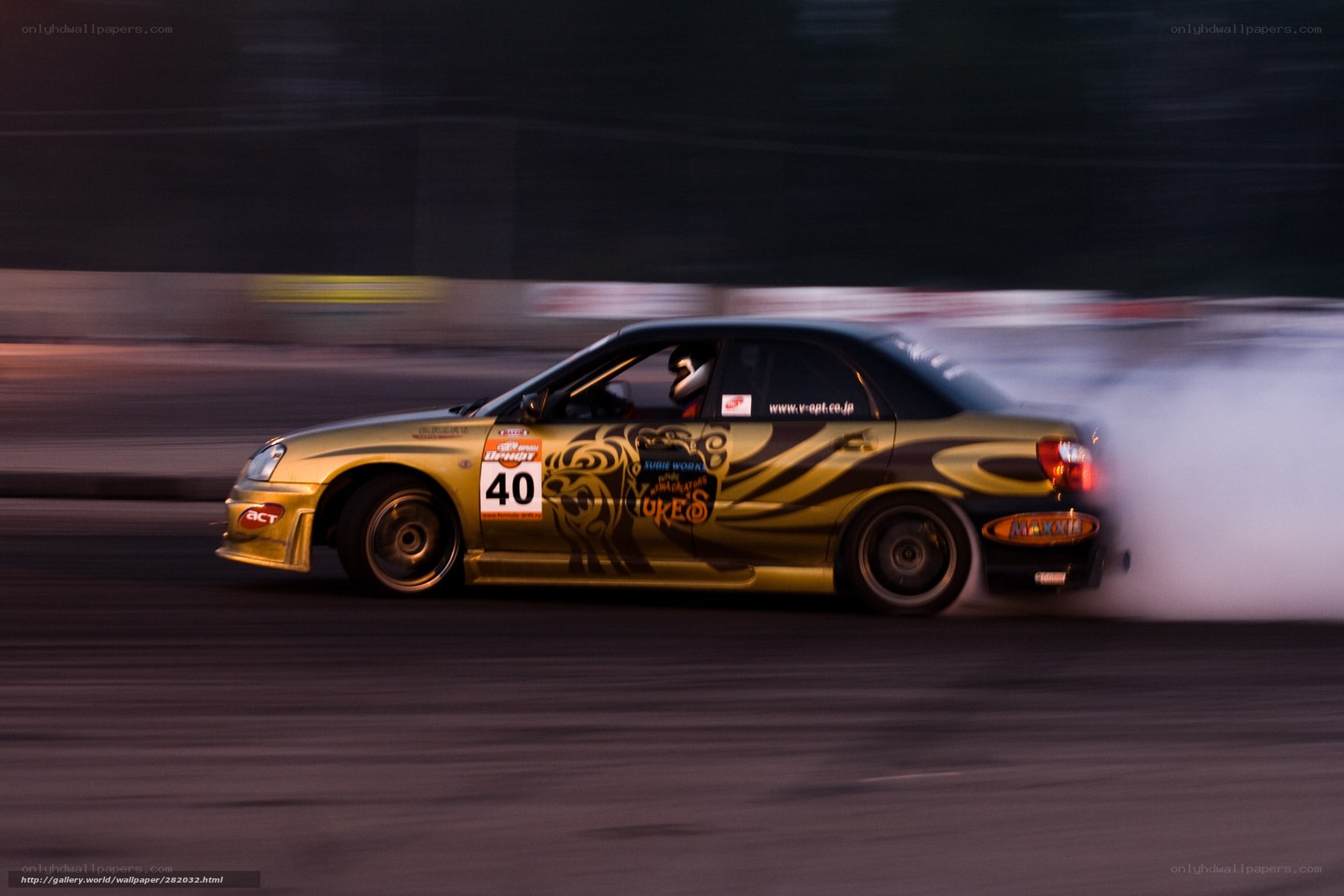 drifting car at night