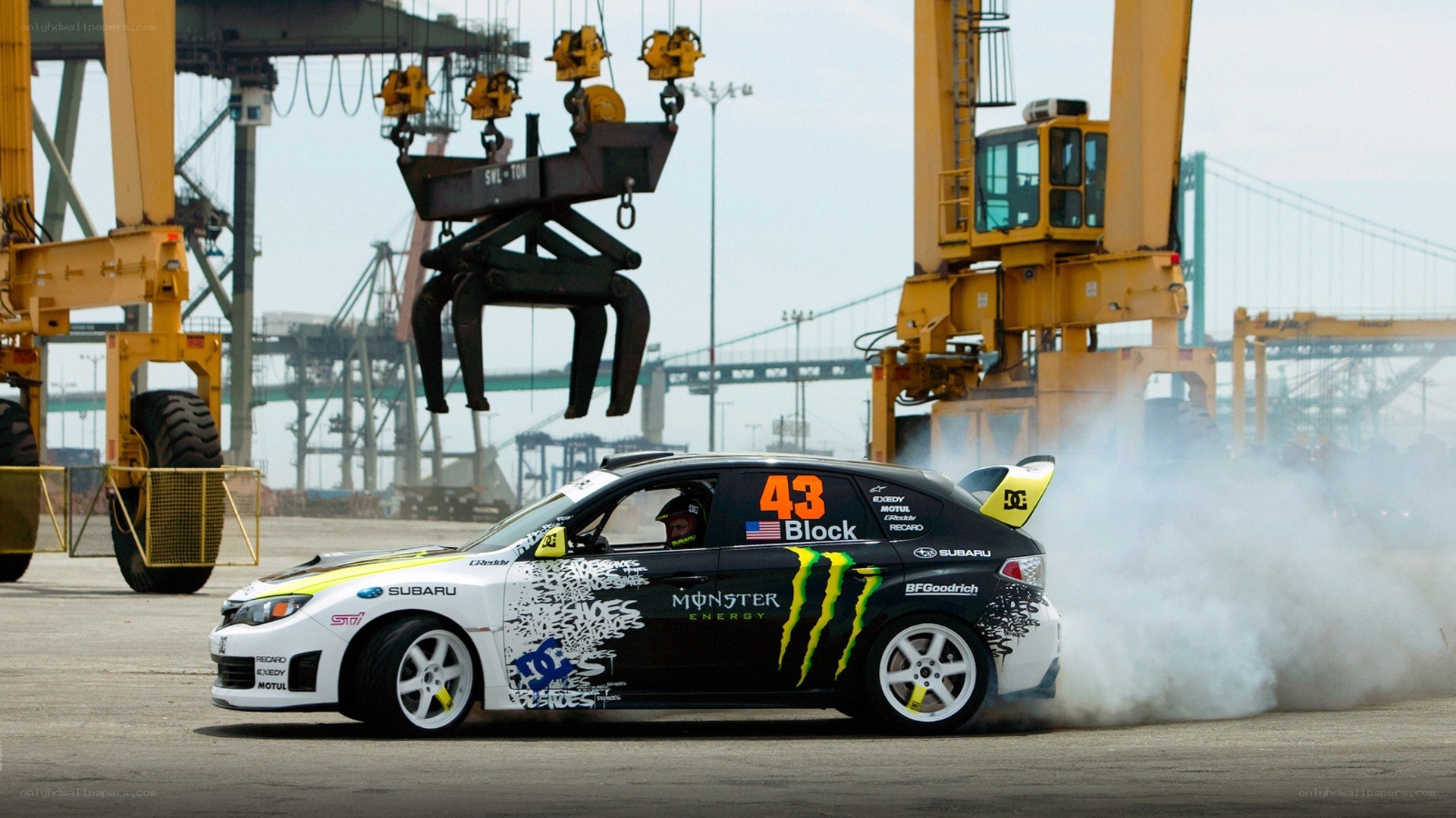 Drifting car at port