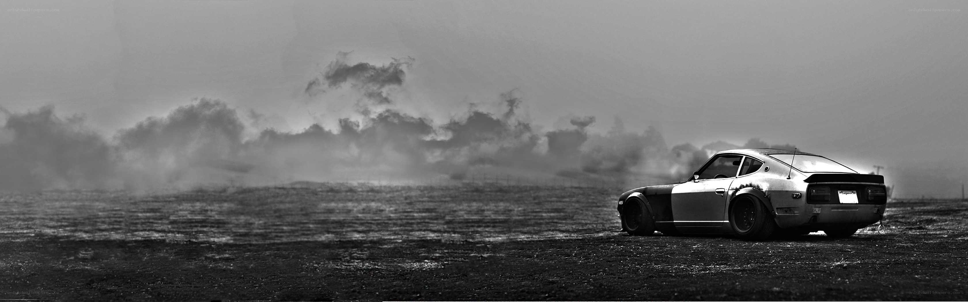 Drifting car in a field