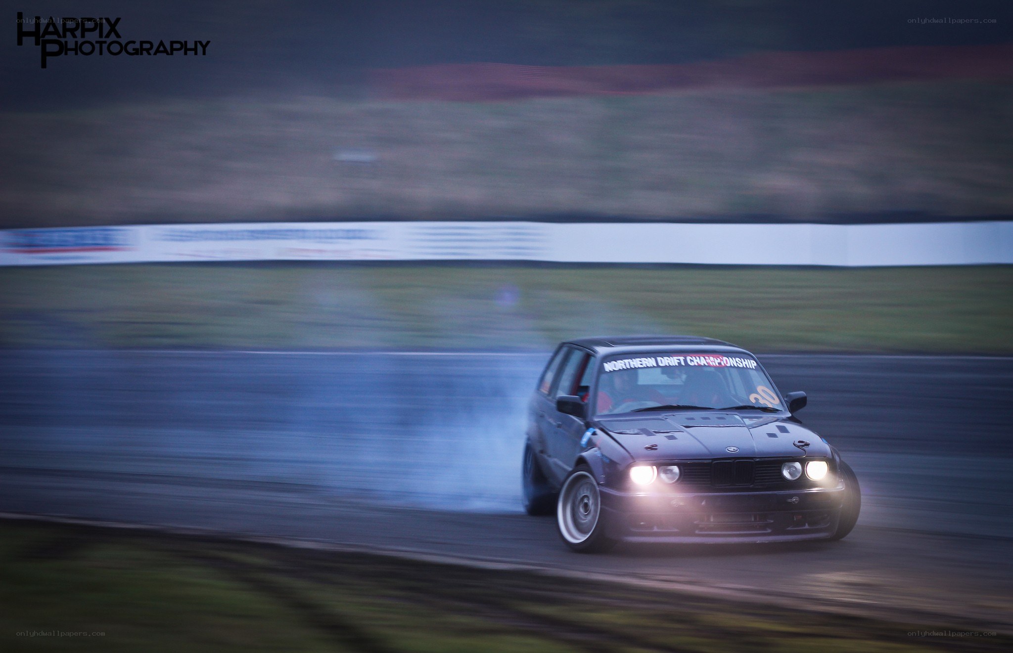 Drifting car on a racetrack
