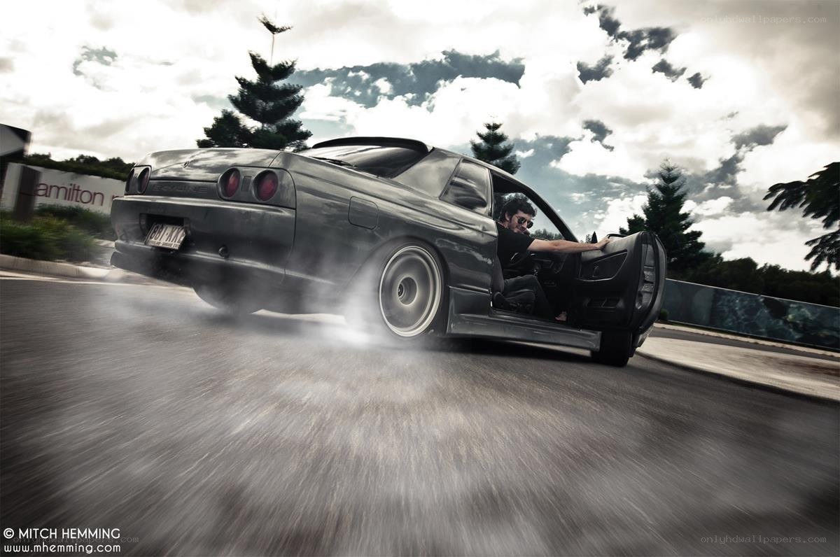 Drifting car on a road