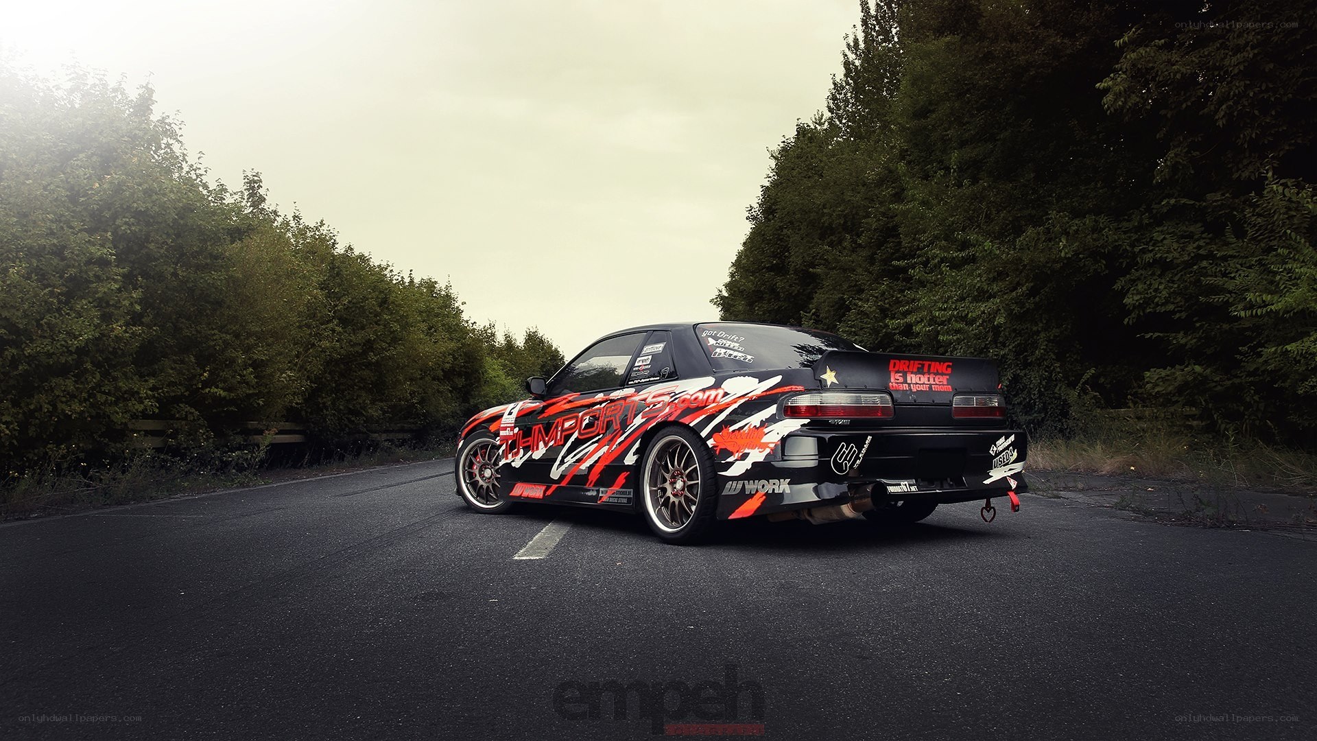 drifting car on a road