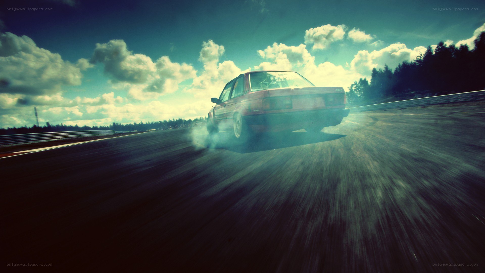 Drifting car on racetrack