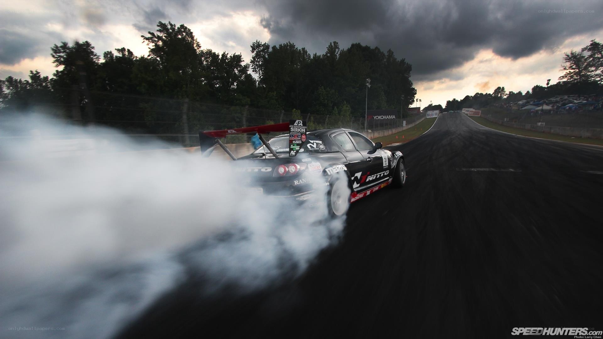 drifting car on racetrack