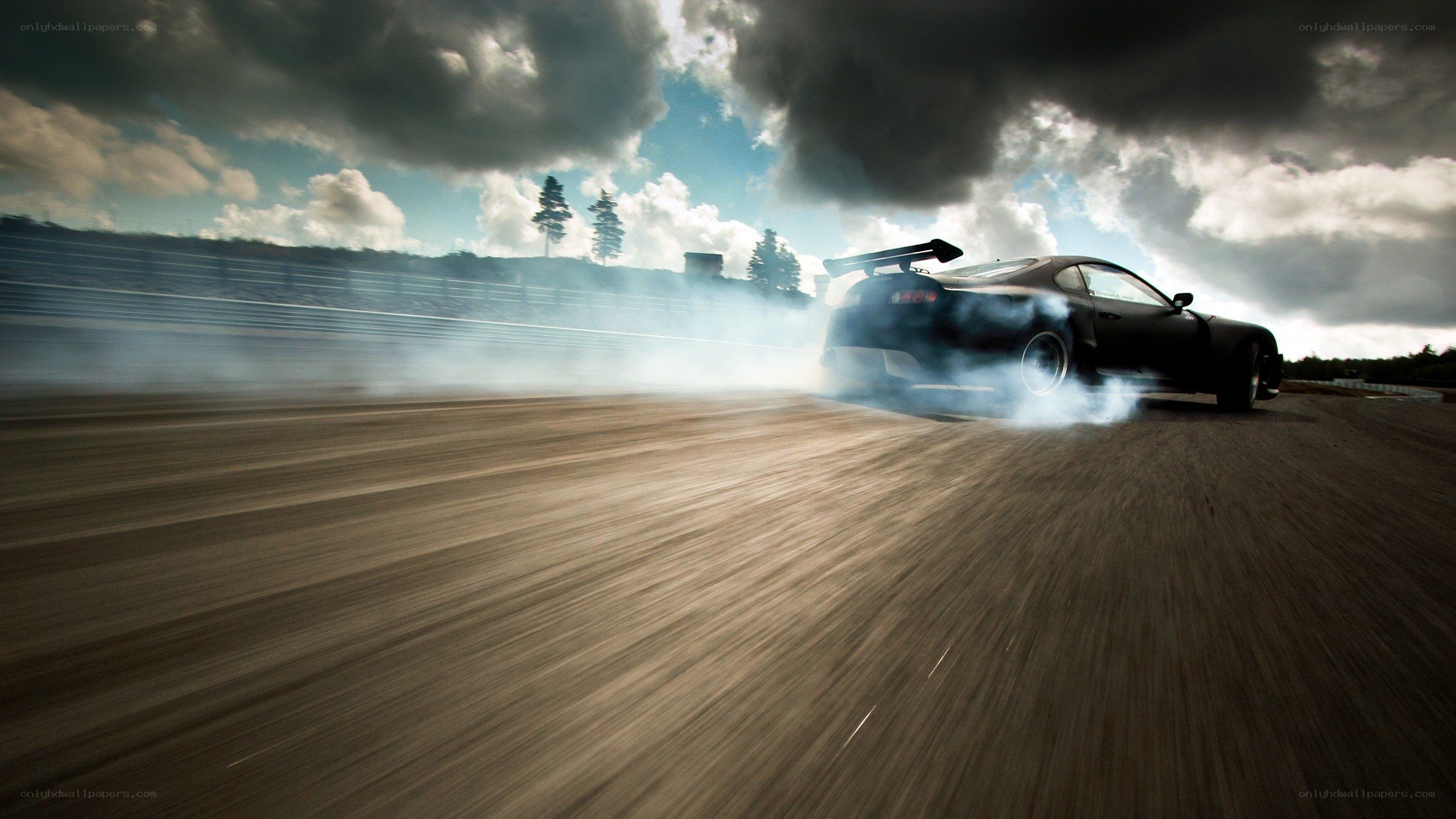 drifting car on racetrack