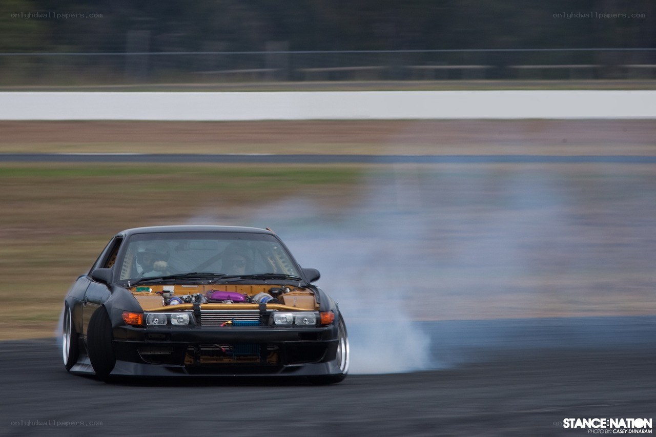 drifting car on racetrack