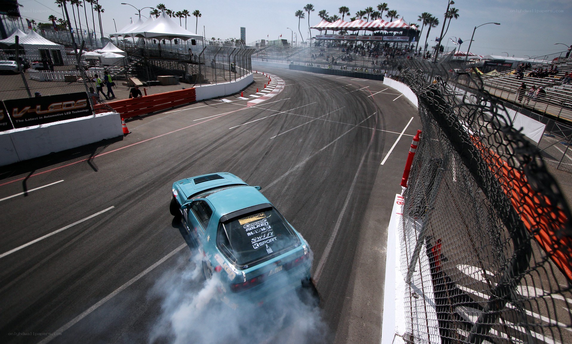 Drifting car on racetrack