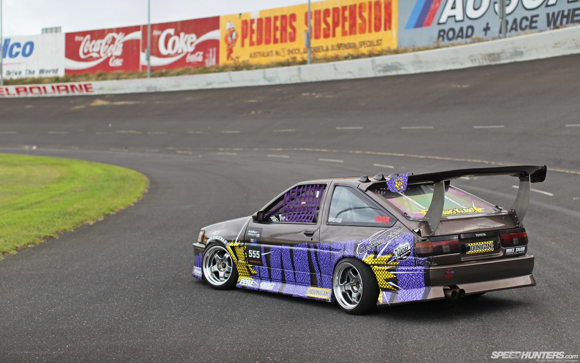 drifting car on racetrack