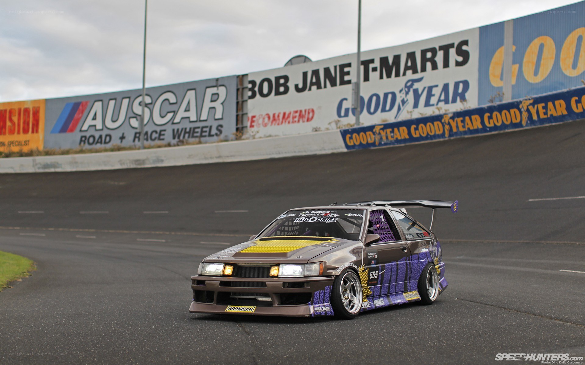 drifting car on racetrack
