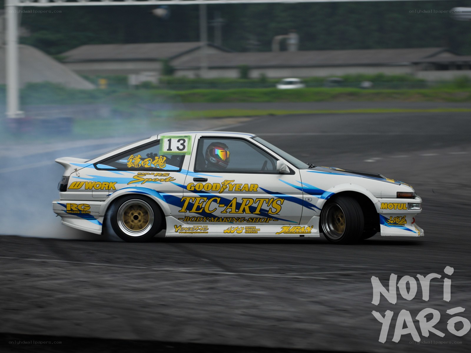 drifting car on racetrack