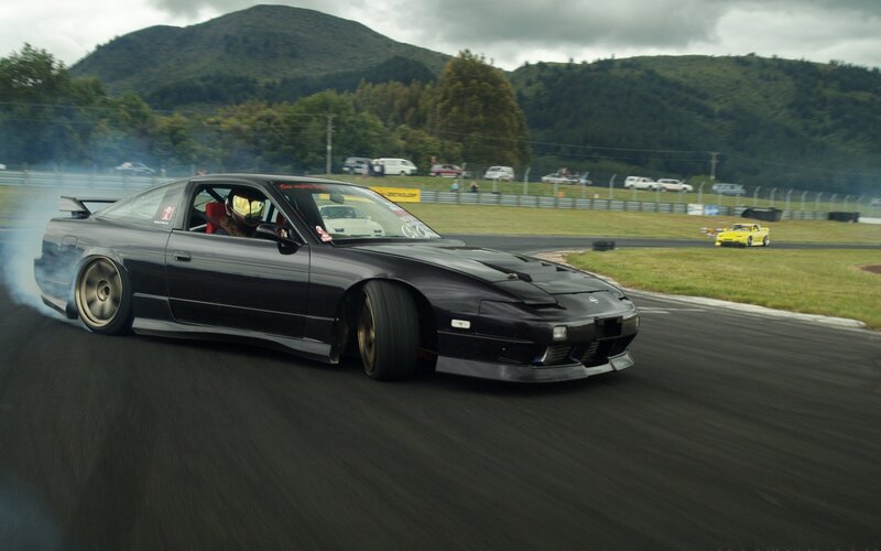 Drifting car on racetrack