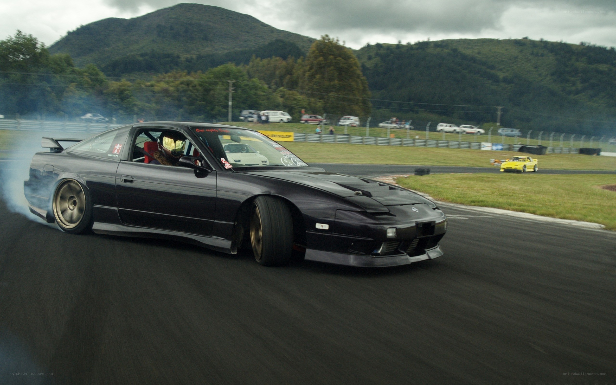 Drifting car on racetrack