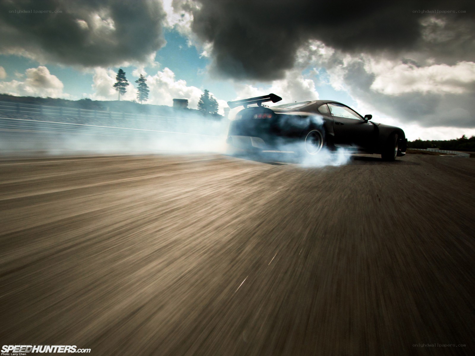Drifting car on racetrack