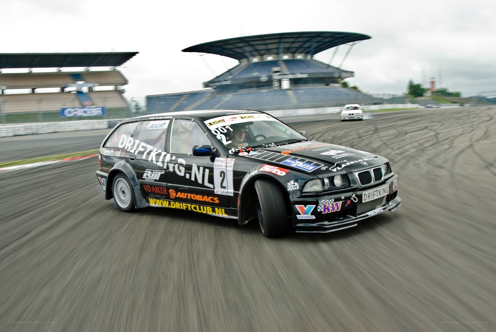 drifting car on racetrack