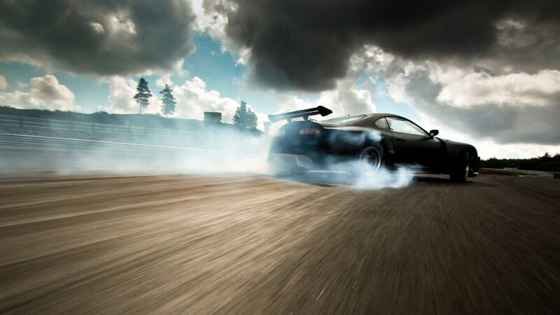 drifting car on racetrack