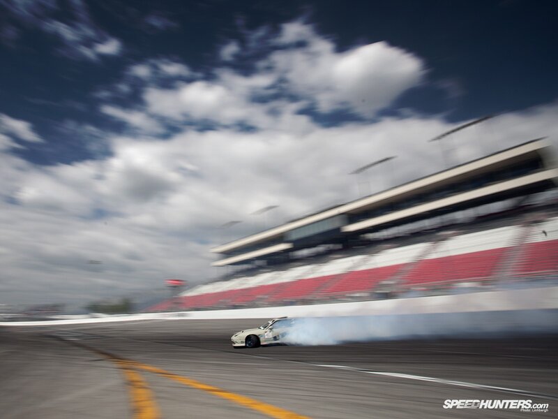 Drifting car on racetrack