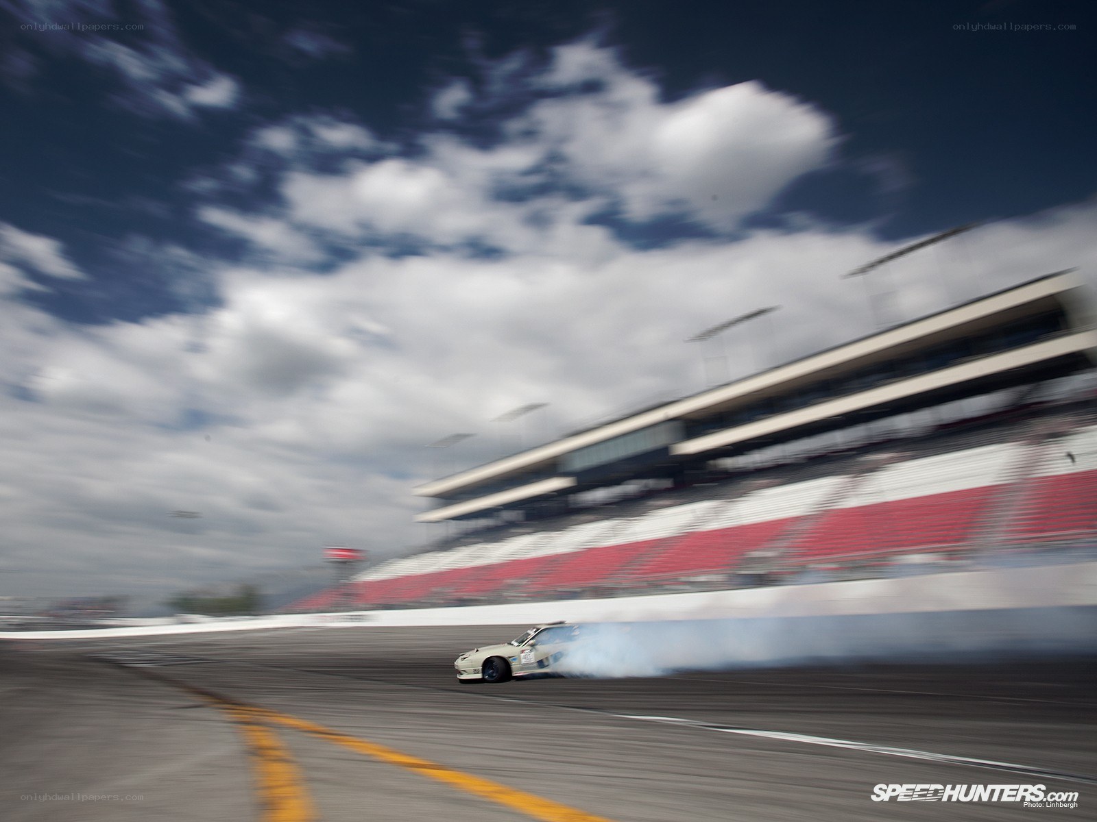 Drifting car on racetrack