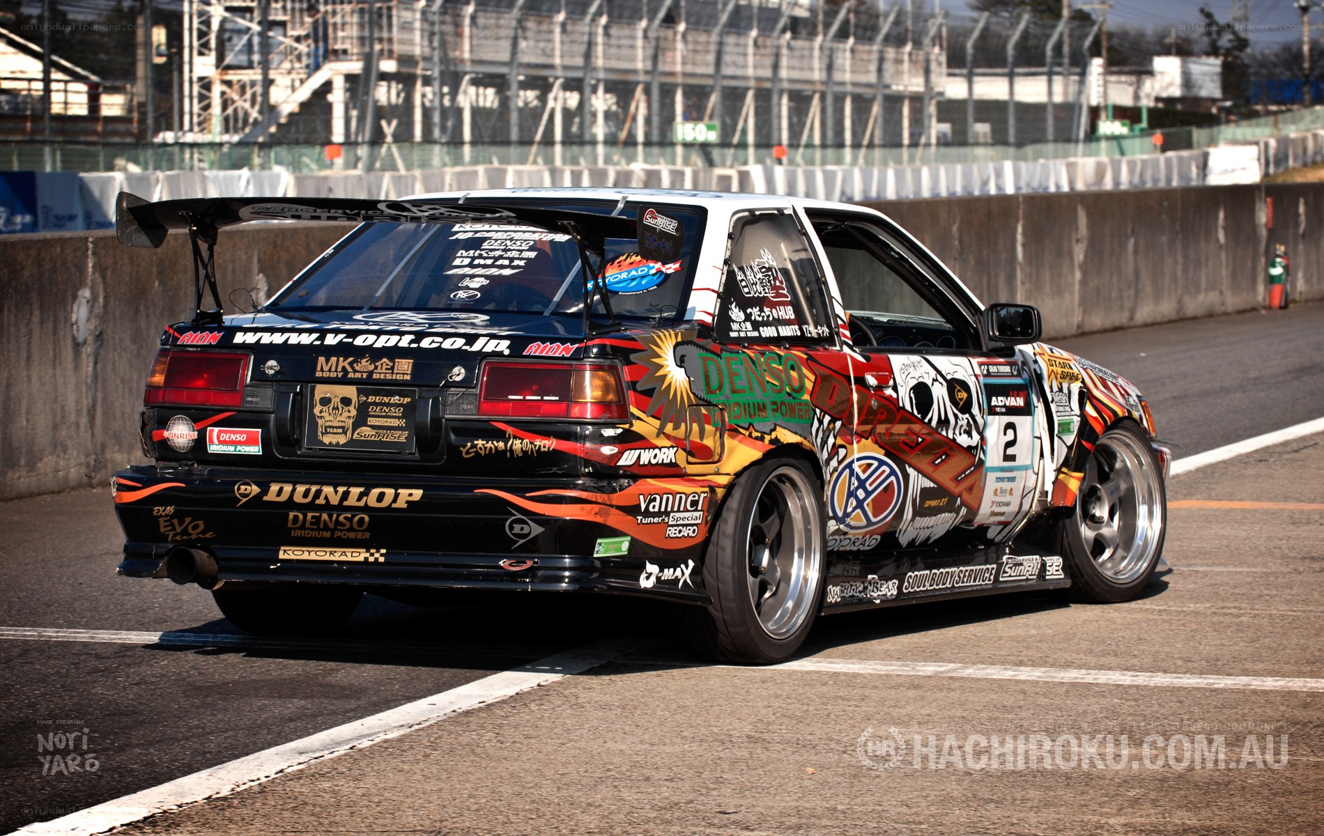 drifting car on racetrack