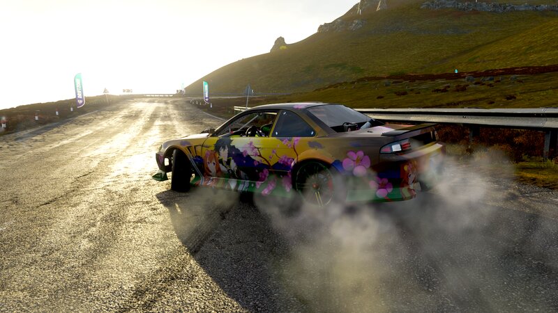Drifting Car on Road — Yellow