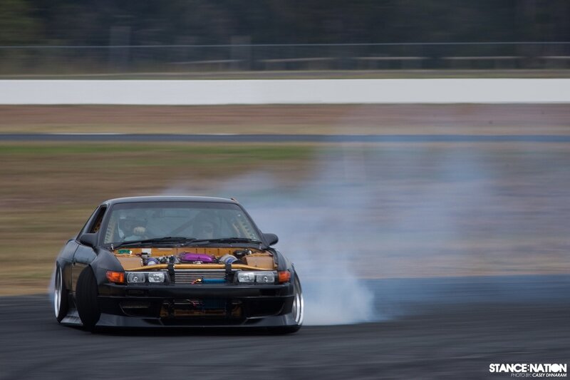 Drifting Car on Track — Black, Dynamic, Photograph, Smoke