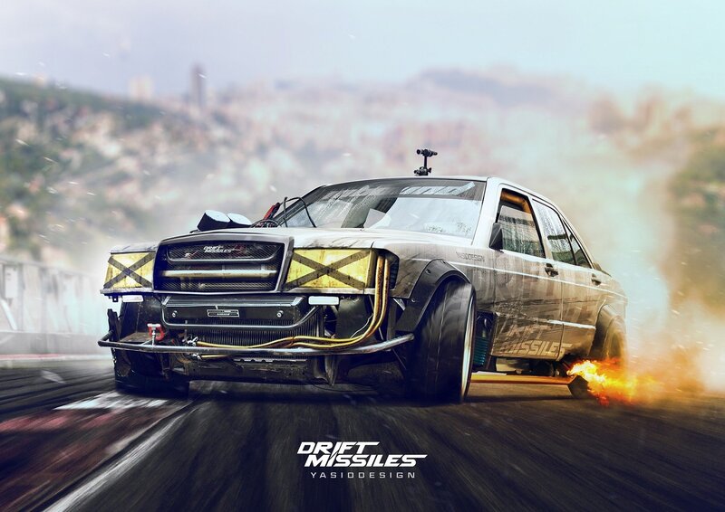 Drifting Car on Track — Gray