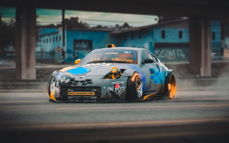 Drifting Car under Bridge